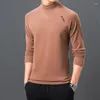 T-shirts pour hommes De velours à manches longues T-Shirt mode décontracté couleur unie demi-col haut chemise inférieure