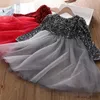 Girl's Dresses Long Sleeve Girls Princess Dress for Autumn Winter Children's Clothing Sequin Red Christmas Dress for Girls Party New Year Dress