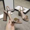 Sandali con tacco alto da donna Pelle Party fashion metallo doppia fibbia estate designer sexy peep-toe scarpe eleganti robuste squisita eleganza