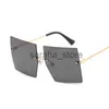 Sonnenbrille Quadratische Übergroße Sonnenbrille Frau Vintage Luxus Randlose Sonnenbrille Für Weibliche Großen Rahmen Gradienten Spiegel Metall Oculos De Sol J231218