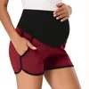 Capris Damen-Shorts, gestreift, locker, für Schwangere, dehnbar, hohe Taille, Shorts, Hosen, Schwangerschaftstasche, lose Hotpants, Sommer-Strand-Shorts