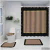 Letter Shower Curtains Digital Printing Waterproof Home Curtain Polyester Cloth Bathroom Four-Piece Set Drop Delivery Dhmsv