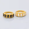 Wedding Rings Boho Style Stainless Steel Couple Ring Colored Zircon Inlaid Waterproof For Dating