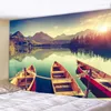 Tapisseries Oiseau Pont En Bois Coucher De Soleil Paysage Tapisserie Chambre Océan Cocotier Crépuscule Vagues De Mer Vue Sur Le Lac Tenture Murale Décoration De La Maison