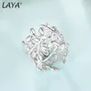 Trouwringen Laya 925 Sterling Zilver Onregelmatig Uniek Ontwerp Blad Effen Zilveren Ring Voor Dames Mode Origineel Neutraal Sieraden Trend 231218