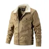 Parkas pour hommes col de fourrure en cuir s hommes hiver plus velours outillage décontracté Parka mode coréenne hommes couleur unie veste thermique 231215