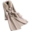 Casual Dresses Double Sided Woolen Coat 2023 Korean Version Fur Collar Long Slim Fit Wool For Women