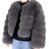 Kvinnorjackor Kvinnor Polyester Jacket Stylish Imitation Coat for Ladies Faux Fur Elegant Solid Color Autumn