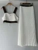 女性デザイナー2ピーススーツパターン高品質のチョッキパターンファッションハイウエストロングスカート12月18日