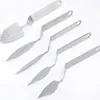 Cake Tools 5st rostfritt stål choklad lämnar fjäder spatel kniv modellering gör verktyg mousse tårta dekoration bakningsverktyg 231216