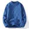 Swetery męskie moda zagęszczona wygodna miękka sweter solidny kolor Jacquard Knitd pullover