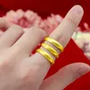 Bant Halkaları Sert Altın Antik Yöntem Yüzüğü Kadınlar için Düz Yüzük Ayarlanabilir Açılış ve Saf Altın Kaplama Takı Erkekler ve Kadınlar İçin 231218