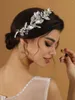 Haarspeldjes Mode Blad Parel Kristal Strass Bruidshoofddeksel Sieraden Bruiloft Hoofdbanden Voor Vrouwen