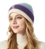 Combinaison d'automne de trois couleurs, chapeau tricoté chaud pour femmes, Ins célébrité d'internet, chapeau en laine assorti, bonnet tendance