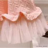 Flickans klänningar Våren och sommaren 2022 Nya barnflickor Pink Western Style Girls Mesh Short-Sleeve Princess Dress Kids Vestidos