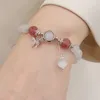 Strand Exquisite Opal Beaded Bracelet For Women Korean Fashion Moonlight Stone Crystal Butterfly Pendant