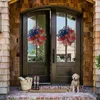 Декоративные цветы 1 шт. американский патриотический венок для входной двери четвертого июля, день независимости, красный, белый и оконные присоски