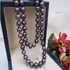 Nouveau Colliers de perles fines bijoux charmant 9-10mm collier de perles noires de Tahiti naturelles 20 pouces 204l