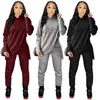 Women's Two Piece Pants Elegant Winter Sweatsuits For Women Streetwear Irregular Hooded Sweatshirt Set Solid Warm Sweat Suits Matching Sets