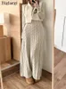 Basic Casual Dresses Knitted Autumn Winter Pullover Long Dres Ruffle Pleated Modis Korean Ladies Sleeve Woman Sweater 2023 231218