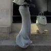 Jupes Solide tricot jupe longue femmes conception Wrap Club robe de soirée décontracté tenue de rue automne hiver mode femme taille basse jupe 231218