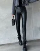 Pantalon taille haute en cuir PU pour femme, slim, Long, mode décontractée, polyvalent, Streetwear, 2023