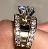 Кольца кластера, однотонное желтое золото 18 карат, женское и мужское обручальное кольцо на свадьбу, юбилей, 1, 2, 3, 4, 5, круглый модный муассанит с бриллиантом