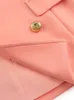 Damespakken Blazers Zakenvrouwen Blazersets 2-delige outfits Roze jasje Wijde pijpen broekpak Elegant Herfst Winter Formele pakken Feest Kantoorkleding 231216