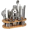 Bar Tools 23-Piece Cocktail Shaker Set Bartender Kit With Oval Bamboo Stand Detachable Home Bar Tools Stainless Steel Perfect Gift 231214