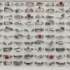 Band Rings 50pcs/Lot In Stock Vintage Silver Plate Animal Finger Rings For Women Red Crystal Fox Owl Leaf Open Ring Adjust Size Male Party 231218