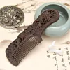 Hair Brushes Ebony Wood Comb Handle Natural Black Sandalwood Comb Double Sided Carved Fine Tooth Massage Scalp Smooth Hair Anti-static 231218