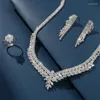 Halsbandörhängen Set Luxury Crystal Zircon Wedding Bride Elegant Armband Ring for Women Bridal Gift Party