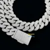 Biżuteria hip -hopowa 20 mm 3 rzędy okrągły kształt mrożony 925 Srebrny Moissanite Diamond Cuban Link Chain Men Naszyjnik