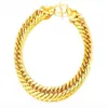 18k Real Gold Plated Gold Color Armband Size 8mm 20cm stor tjock kedja Bangle för män smycken hela266s