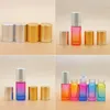 Storage Bottles Gradient Ball Bottle 5pcs 5ml Thick Glass Roll On Essential Oil Empty Parfum Roller 5 Colors With Gold Cover