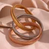 Bracciale Hip Hop a tre strati con catena a forma di serpente. Gioielli in acciaio inossidabile placcato oro