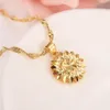 Dubai Ethiopische set sieraden ketting hanger oorbel meisje echt 18 k massief geel fijn goud GF bloem Europa bruidssets209s