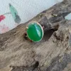 Klusterringar naturlig kejsare Green Jade Chalcedony Agate Ring Silver inlaid för män och kvinnor som gåva