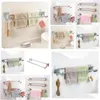 Towel Racks Stainless Steel Double-Layer Bathroom Towel Storage Rack Rod Hanging Accessories Wholesale Suction Drop Delivery Home Gard Otmuq