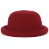 Berretti Cappello Fedora in vera lana da donna Berretto invernale da donna vintage