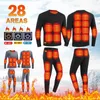 Men's Sleepwear 28 Zone Heated Underwear Winter Thermal Women Men Sports Accessories Electric Jacket Equipment