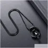 Colliers Pendentif Colliers Ijd10014 entonnoir boîte-cadeau collier de chat noir médaillon d'urne commémorative pour porte-cendres d'animaux souvenir bijoux en acier inoxydable