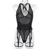 Dames Shapers Sexy Lingerie Vrouw Strip Doorzichtige bodysuit Deep-V Halter Erotische kostuums Jumpsuit Bretels Dames Kousenbandondergoed