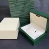 Luxury Watch Boxes Designer Rectangle Green Wood Wave Mönster Fall med taggar med Certificate of Originality Gift Box Store