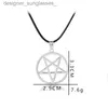 Collier de majordome noir Pentacle pentagramme pendentif Lucifer Satan signe couleur argent amulette surnaturelle bijoux hommes livraison directe L231218