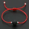 spedire 50 pz / lotto Pietra lavica naturale Nero Filo rosso Corda String Briad Braccialetti regalo fortunati Braccialetti regolabili 281Y