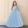 Girl's Dresses Elegant Long Party Princess Dress Kids Flower Embroidery Dresses for Teens Girls Vintage Costume Wedding Banquet Ball Gown 6-14Y