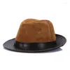 Berretti da uomo stile britannico vera pelle di pecora genuina cappelli stile Fedora Trilby cappello Panama formale berretto da jazz per papà cowboy gentiluomo bombetta