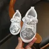 Athletic Outdoor Spring Autumn Girls Shoes Baby Sneakers Children Casual Fashion Bow Knot Glitter Läder Non Slip Flat Princess 231218