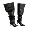 Dress Shoes Oversized High-heeled Thigh-high Boots Stacked With Pointy Knee-high Stilettos